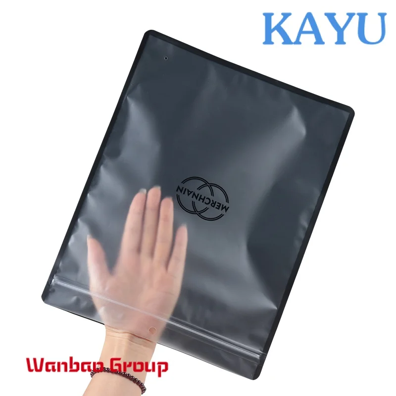 Custom garment packing bag with ziplock plastic black packaging bags Frosted Clothing package pouch shopping bags with logos