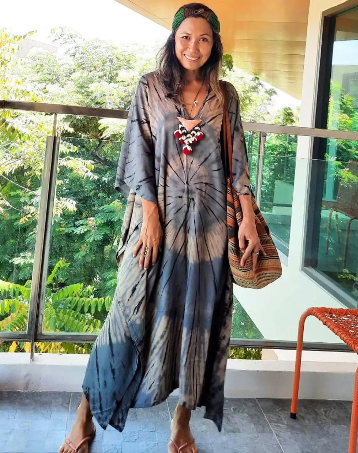 

SuperAen 2022 New Rayon Positioning Print Beach Smock Robe-style Loose Casual Holiday Dress Women Bikini