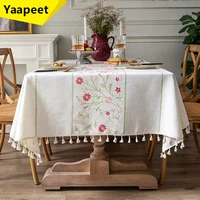 embroidered tablecloths floral pattern rectangle table cloth dining table mats tassel tablecloths for indoor and outdoor dining