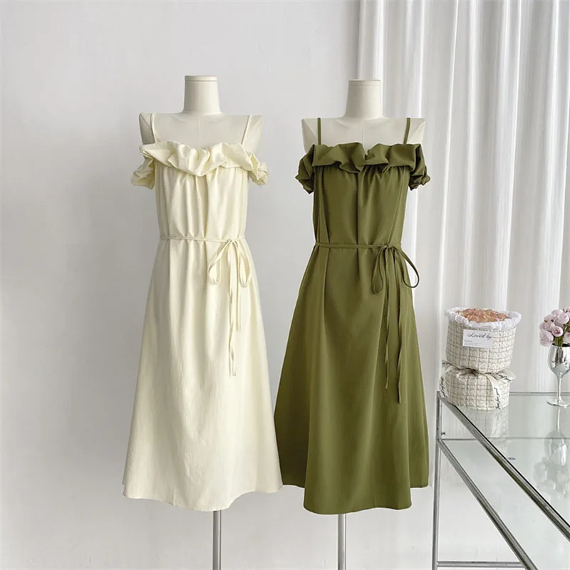 

Midi Bandge Dress For Women 2023 Summer New Elegant Vestidos Vintage Fashion Lady Evening Sundress Female Korean Slim Clothing