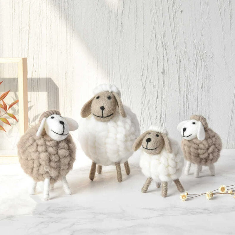 

INS Sheep Decoration Handmade Wool Felt Filled Creative Kids Bedroom Nordic Home Decor Mini Crafts Pendant Easter Figurine Gifts