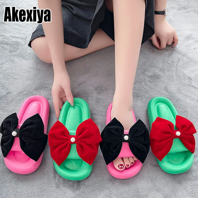 

Summer Women Slippers Fashion Bow Tie Indoor Non-slip Soft EVA Sole Casual Sandals Beach Home Slipper Ladies Shoes BC4788