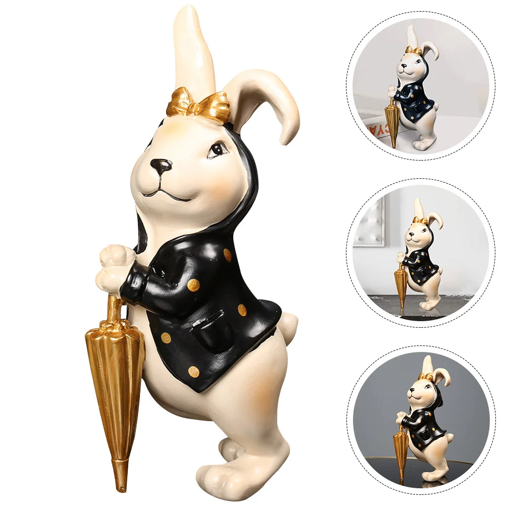 

Rabbit Bunny Statue Ornament Home Resin Figurine Decor Sculpture Year Garden Animalthe Outsides Centerpiece Figurines Figure
