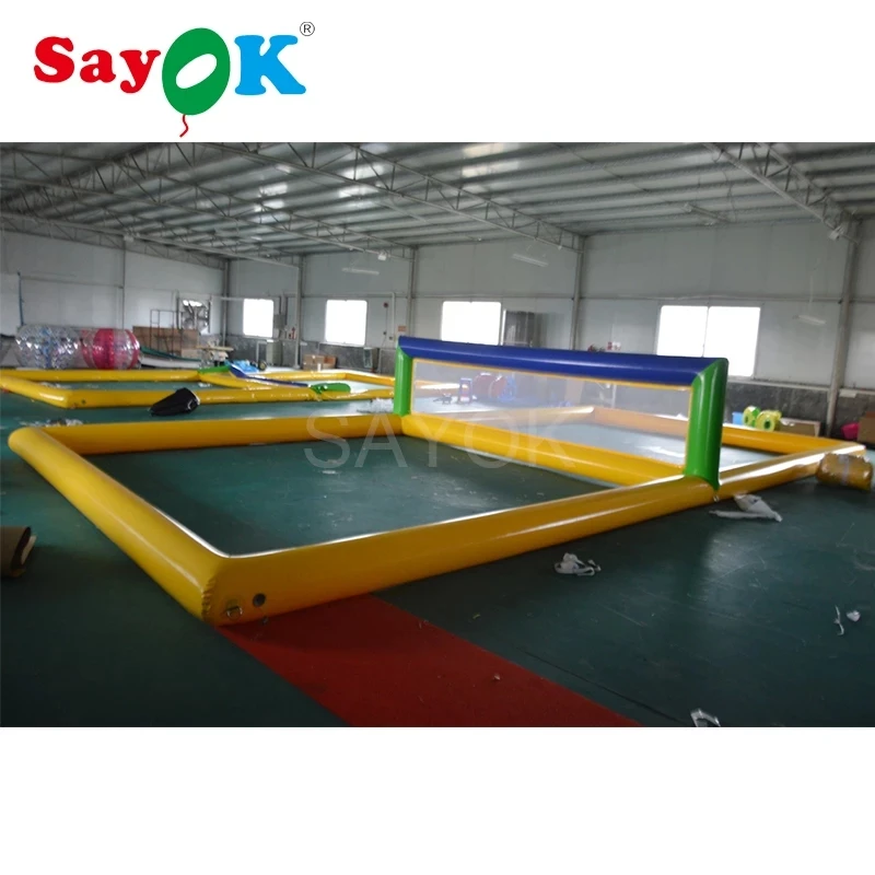 

(32.8x16.4x4.9ft)Giant Inflatable Water Volleyball Court with Pump PVC Inflatable Beach Volleyball Net Sport Game for Teen/Adult