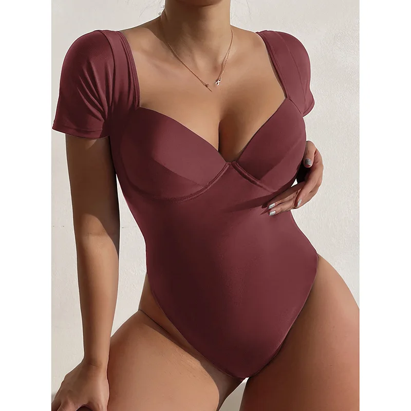 Riseado сексуальный пуш-ап цельный купальник с короткими рукавами женский 2022