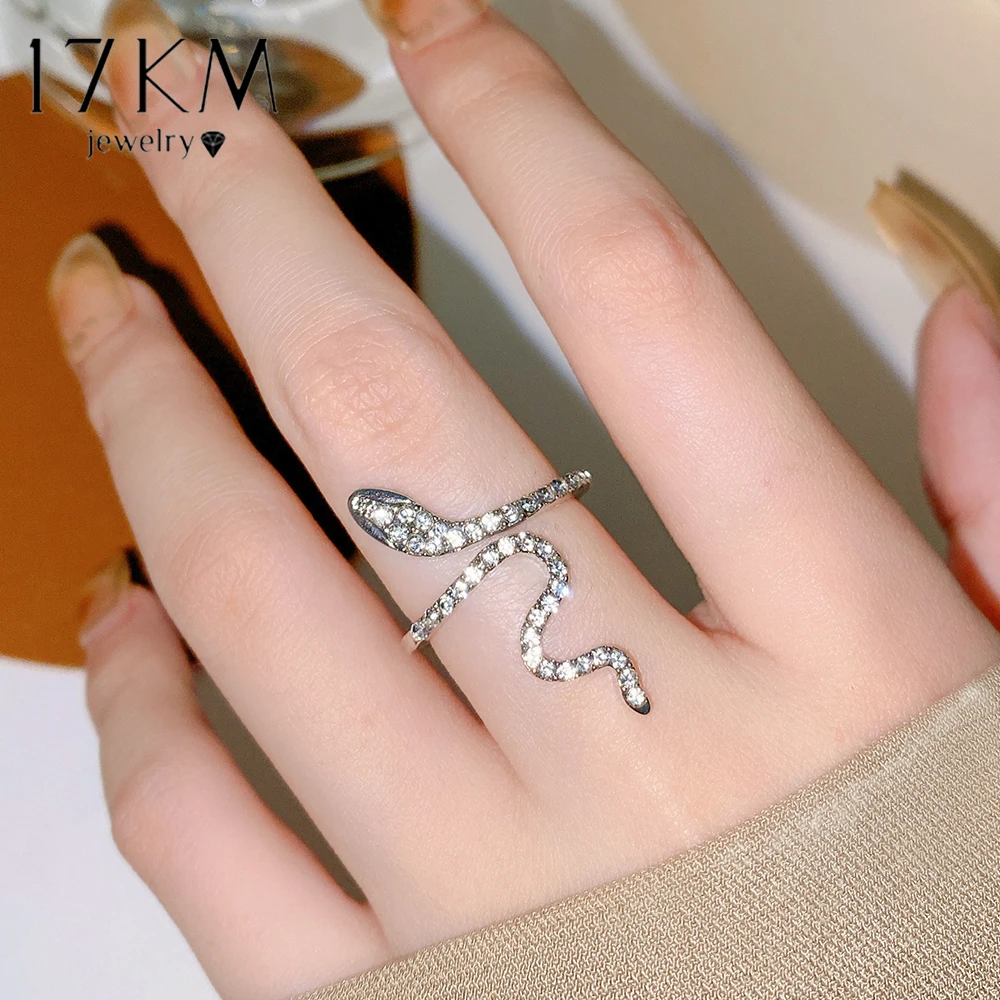 

17KM Fashion Silver Color Snake Ring Adjustable Animal Rings Personality Punk Hiphop Ring Set Party Jewelry Gifts 2023 New