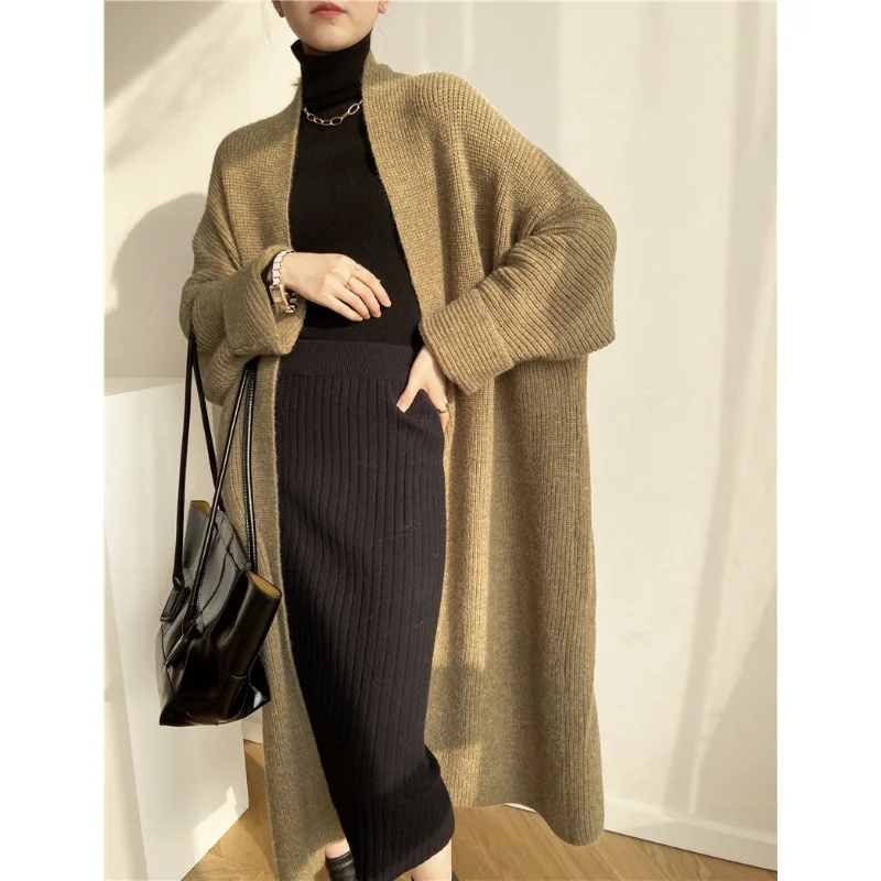2022 Autumn Elegant Fashion Clothing Loose Thick Knitted Cardigan Sweater Women Oversized Cardigan Casacos De Trico Feminino