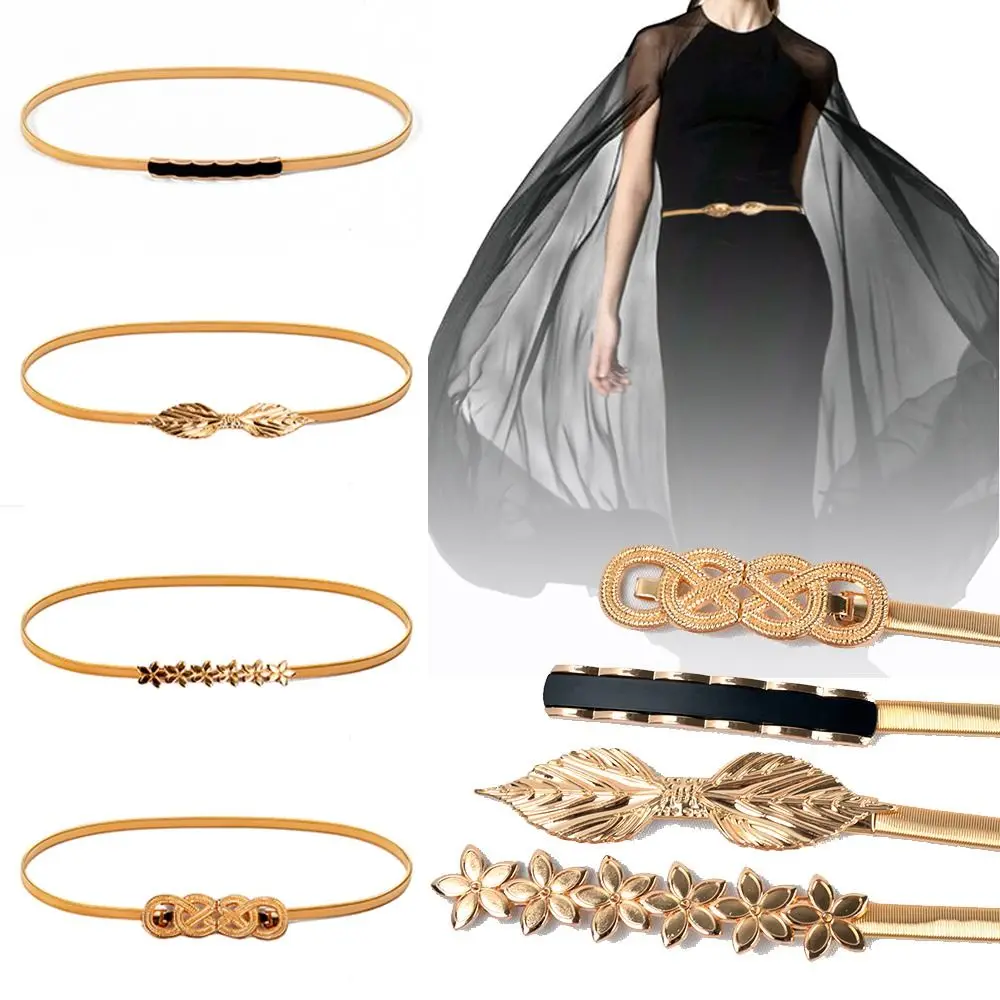 

Women Casual Elegant Skinny Metal Elastic Belt Ladies Dress Cummerbands Thin Waistband Waist Band