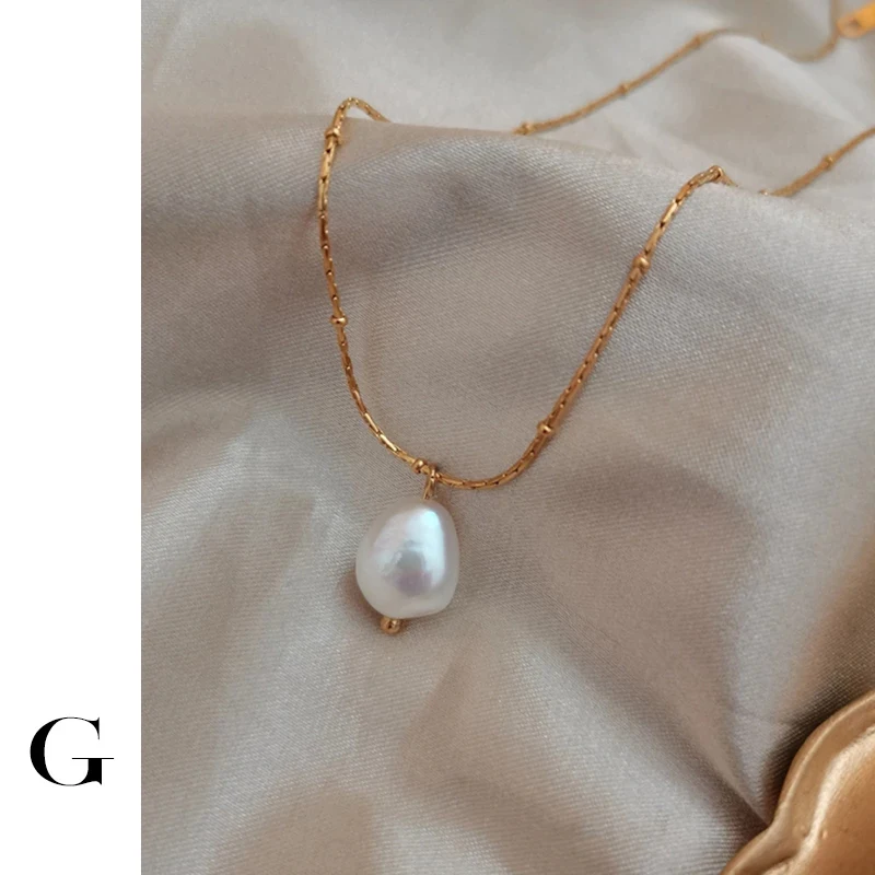 

GHIDBK 2020 Fashion Jewelry Wholesale Stainless Steel Baroque Natural Freshwater Pearl Charms Necklaces Street Style Ins Chokers