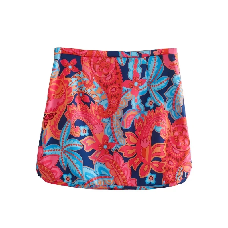 

Printed Mini Skirts Woman Fashion 2022 Rose Red High Waist Short Skirt Stylish Classic Elegant Vintage Basic Chic Retro Casual