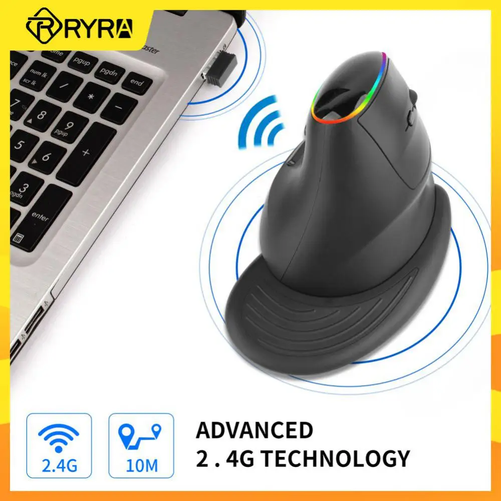 

RYRA зарядка вертикальный беспроводной мышь 2,4 ГГц эргономичный дизайн для правой руки Вертикальная мышь RGB Красочная мышь для ПК ноутбук