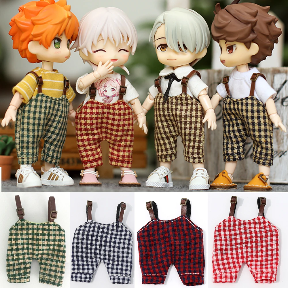 

Ob11 Doll Checked Grain Overalls Doll Rompers Pants Clothes For Nendoroids, Penny, Molly, Gsc,1/12 Bjd, Body9, Ymy, Obitsu 11