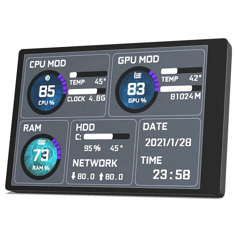 

448F компьютерный монитор для Mini ITX чехол IPS Sub-Screen CPU GPU HDD usb-хаб AIDA64