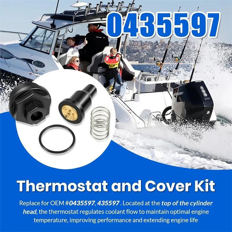 Фото Комплект термостата и крышки 0435597 для подвесного двигателя Johnson Evinrude 90/115HP V4, двигателей V6 150/175HP включает пружину и уплотнительное кольцо # 435597 №5