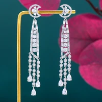 jimbora facebook shiny cz long pendant earrings for women wedding bridal jewelry trendy noble high quality 2022 ins earrings