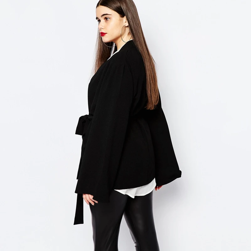 Женский кардиган на шнуровке свободная верхняя одежда большого размера 569