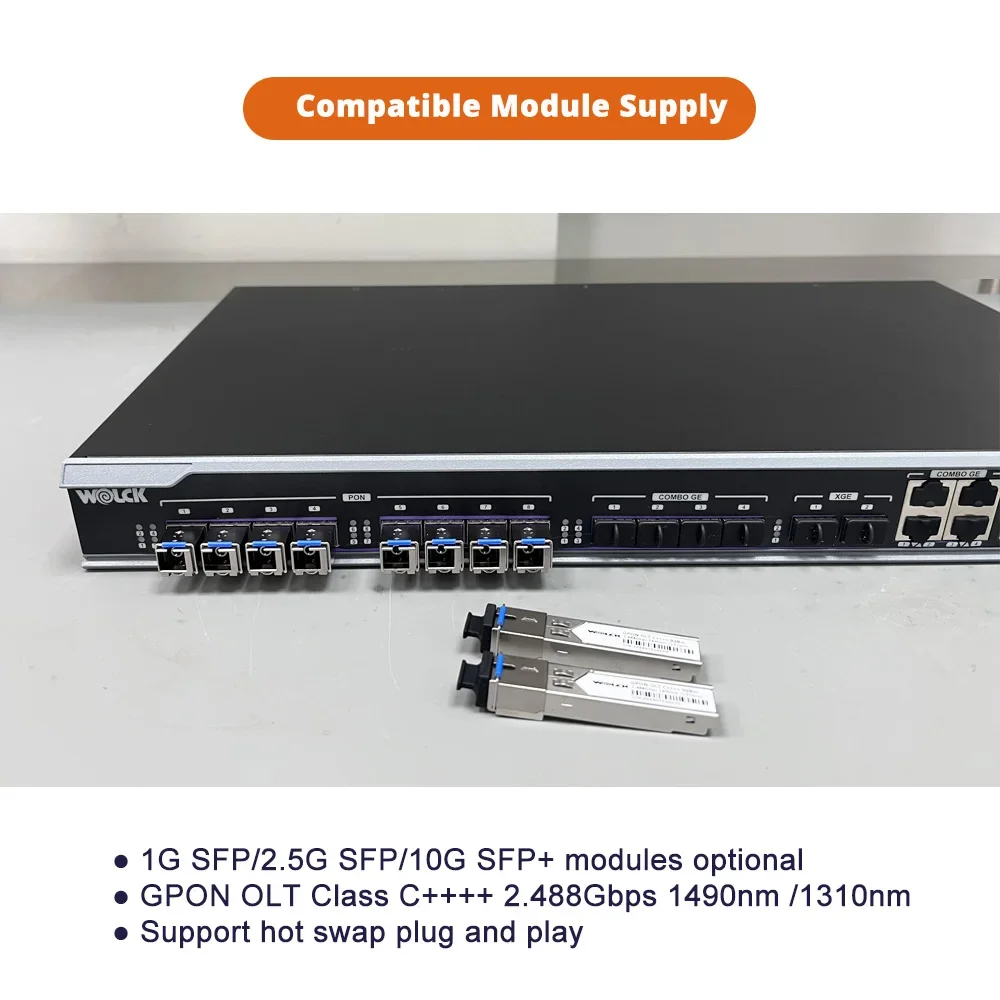 Wolck New 4 8 16 Puertos Cdata 4-8-16 Portas FTTH Fiber Optical Network 4/8/16 PON Ports GPON XPON OLT
