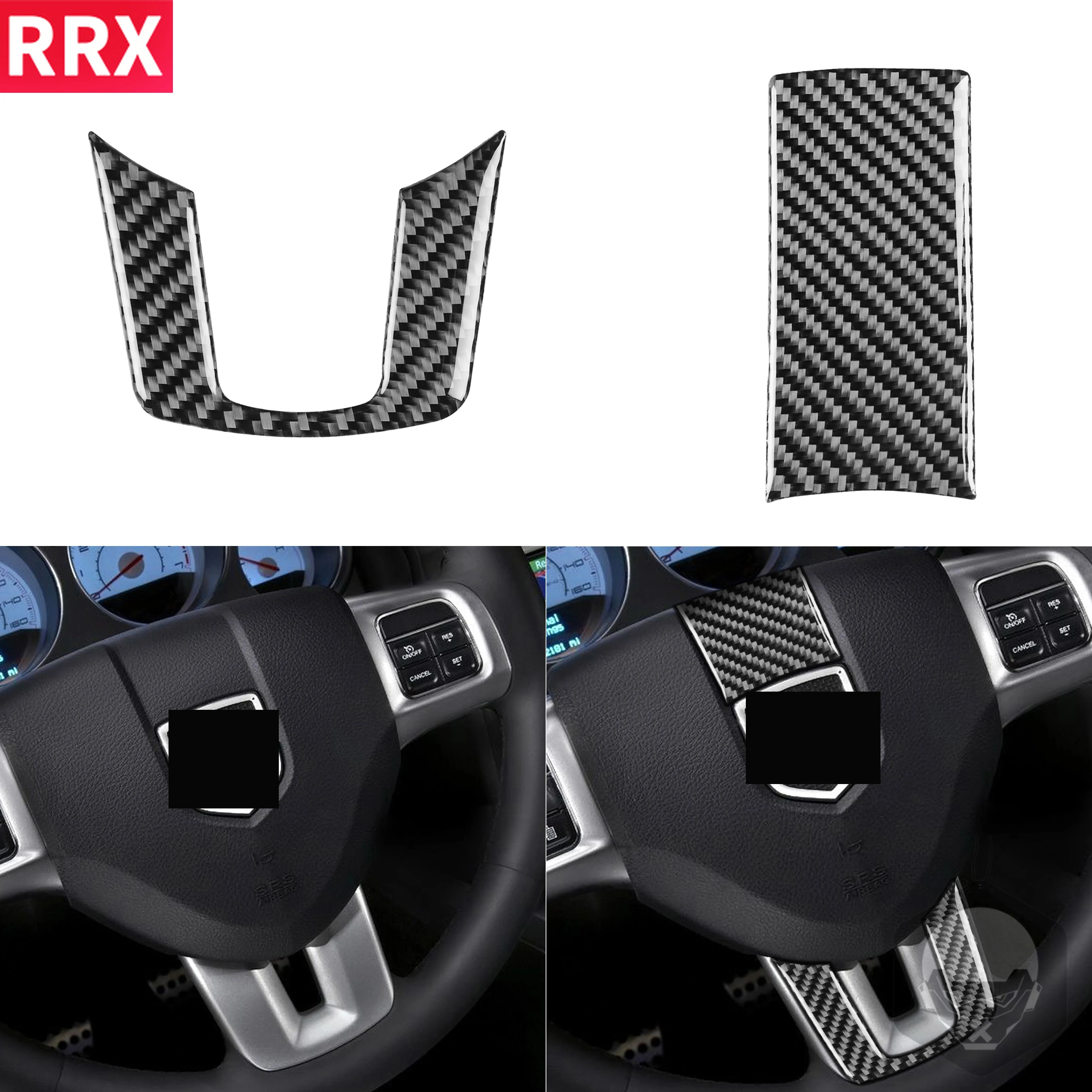 

RRX for Dodge Challenger 2011-2014 Interior Carbon Fiber Steering Wheel Accent Trim Cover Sticker Car Modified Accessories