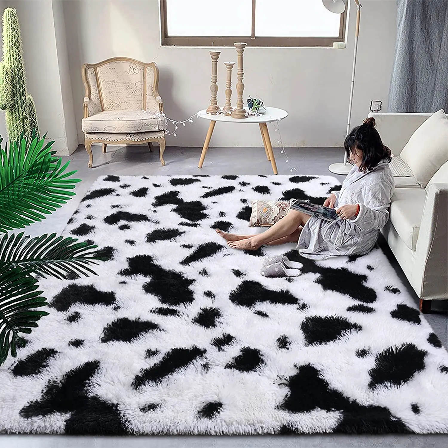 

Cow plush thick carpet children room decor fluffy carpets Living room sofa area rugs bedroom decoration rug Household floor mat