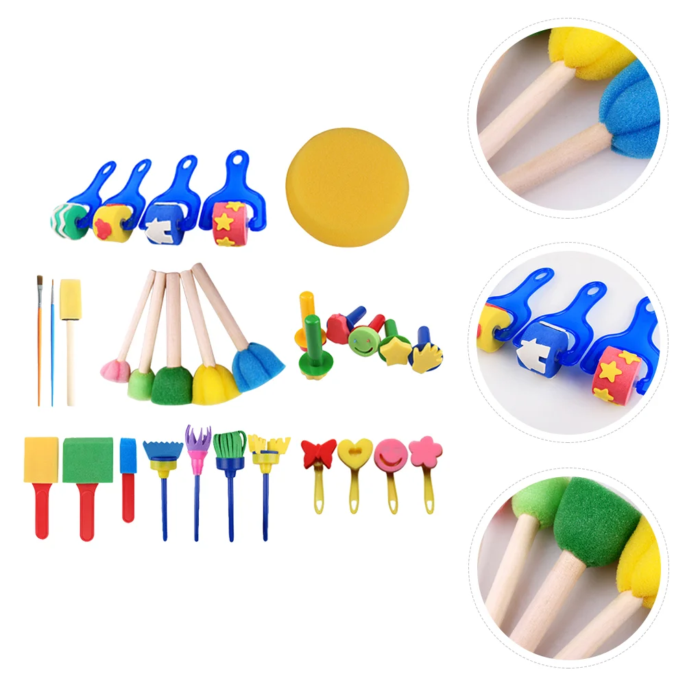 

30Pcs Kids Graffiti Tools Set Kids& Craft Painting Drawing Tools DIY Sponge Stamps Kindergarten Funny Drawing Tools