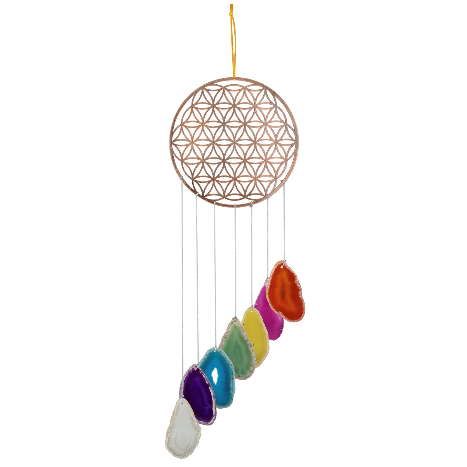 

7 Chakra Agate Slices Wind Chimes Reiki Healing Tree of Flower Wall Hanging Ornament For Garden Home Outdoor Decor