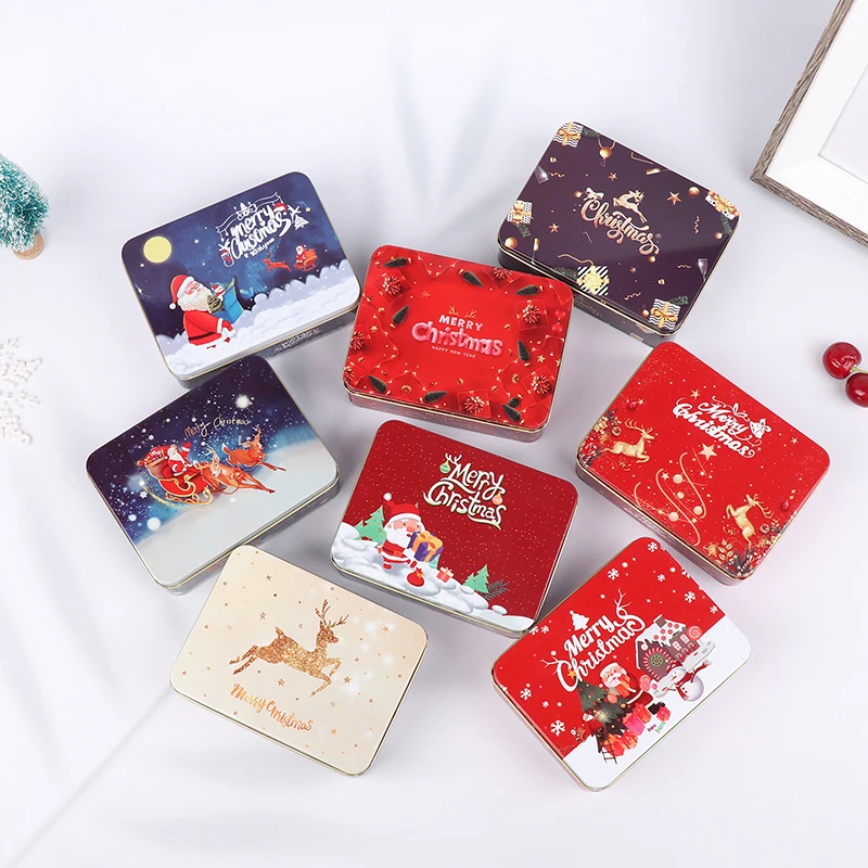 

1 шт., детская коробка, пустые жестяные конфеты для печенья, жестяные конфеты с ручкой для рождества, сумка для подарка, Рождественская подарочная коробка