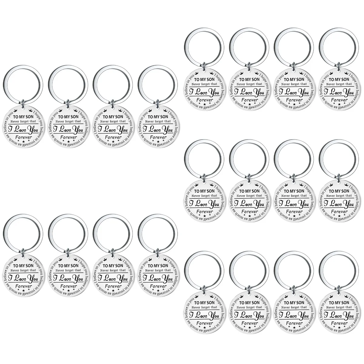 

20 pcs Stainless Steel Key Chains Pendant Decorative To My Son Key Rings