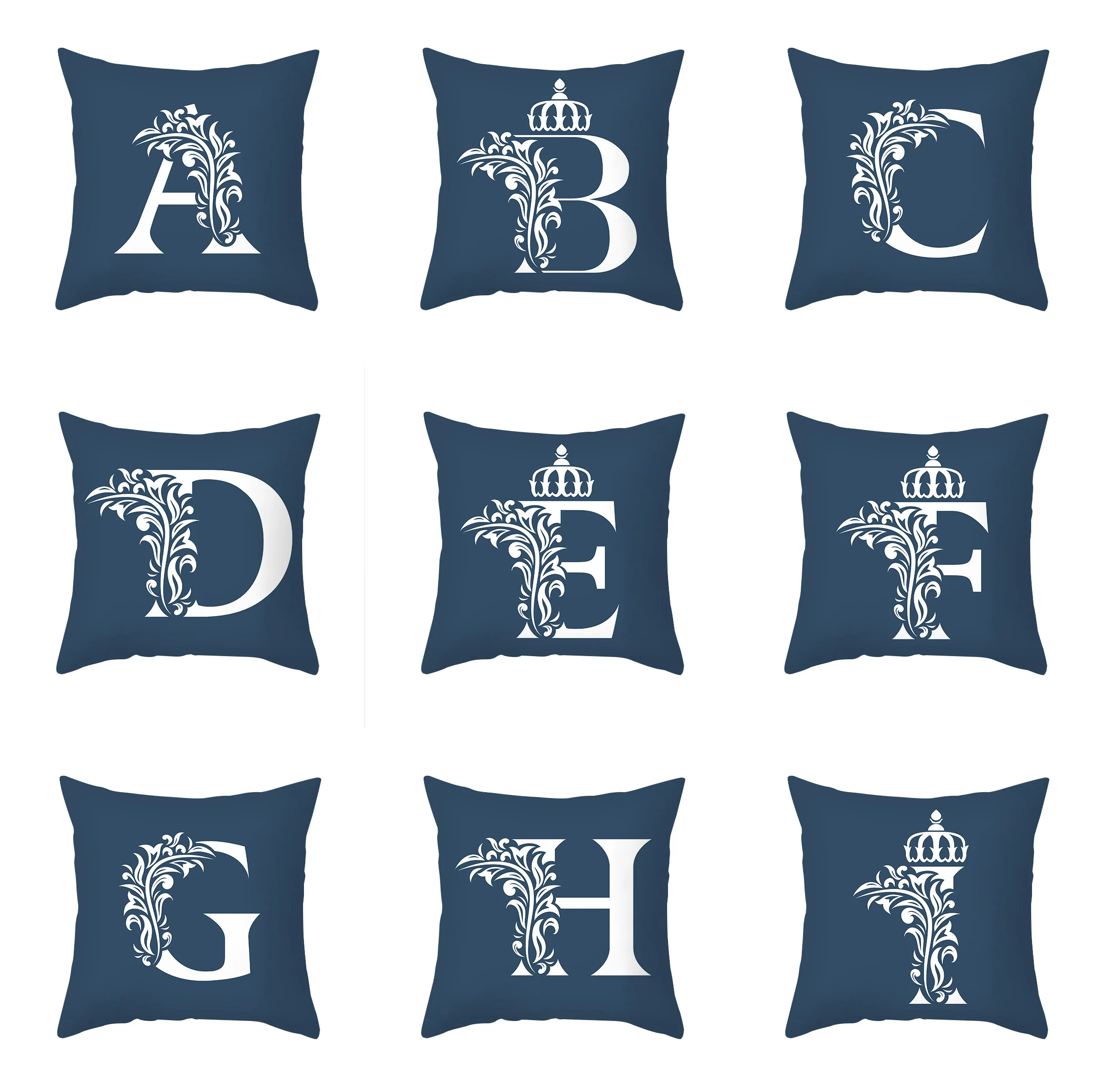 

Льняная простая синяя декоративная наволочка для подушки, 45 х45 см, 26 Английских Букв