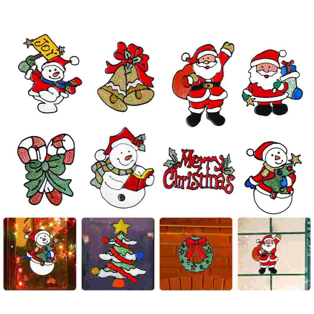 

12Pcs Holiday Window Decal Snowman Window Clings Winter Merry Christmas Stickers Xmas Window Decals Holiday Santa Stickers