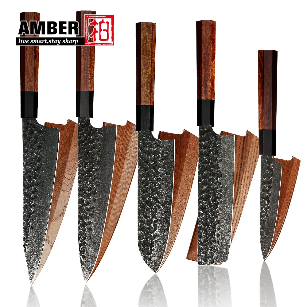 Высококачественная углеродистая сталь 1-5 шт. набор японских кухонных ножей Nakiri