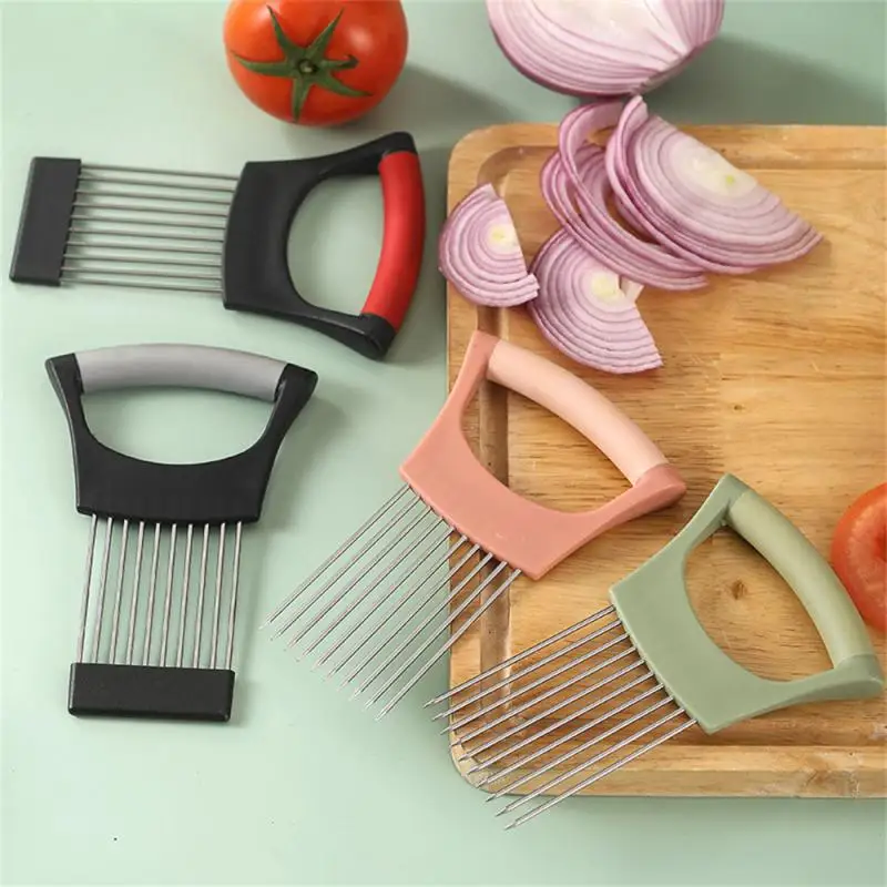

1PC Stainless Steel Onion Needle Fork Vegetable Fruit Slicer Tomato Cutter Cutting Holder Kitchen Accessorie Cozinha Acessório
