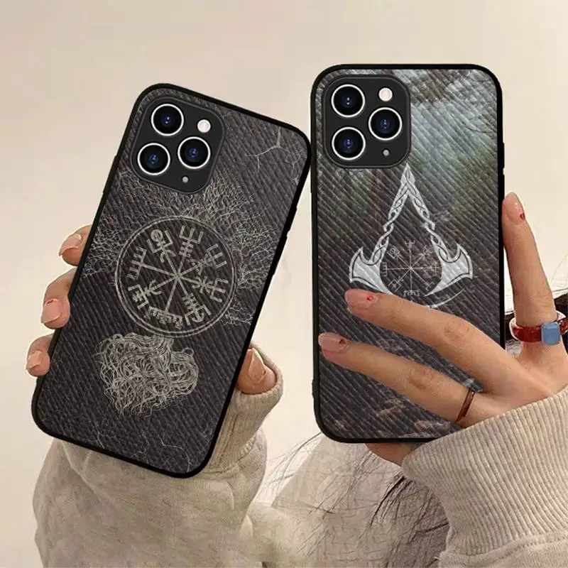 

Viking Vegvisir Odin Nordic Phone Case Hard Leather Case for iPhone 11 12 13 Mini Pro Max 8 7 Plus SE 2020 X XR XS Coque