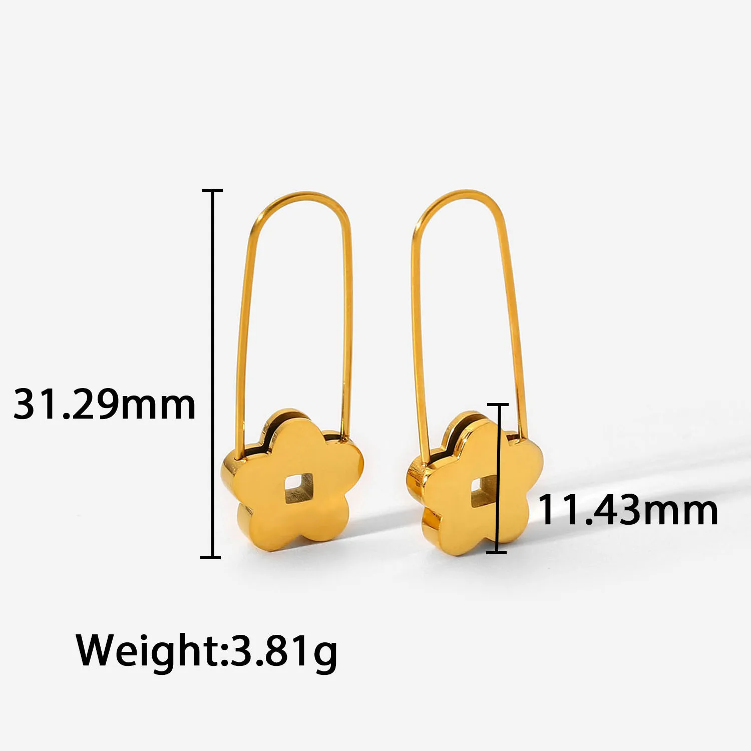 Stainless Steel PVD 18K Gold Plated Tarnish Waterproof Flower PIns Hoop Earrings For Woman Jewelry Wholesale Trendy