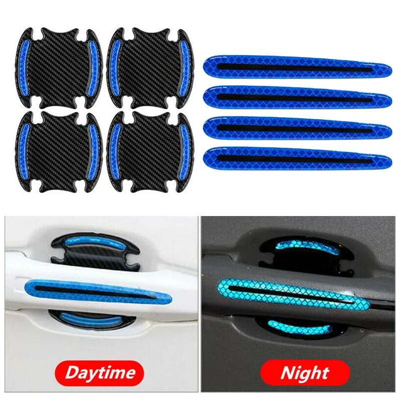 

Anti-Scratch Reflective stickers Strips Universal 8pcs Adhesive Car Decoration Door Handle Bowl Film Protective