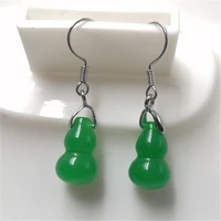 natural green chalcedony hand carved gourd earrings fashion boutique jewelry ladies earrings gift accessories