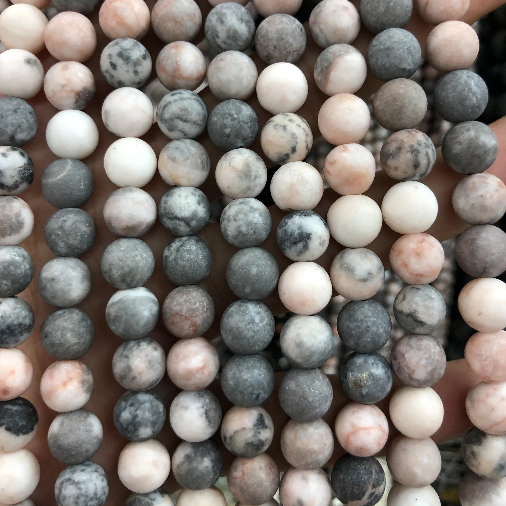 

Natural Stone Beads Pink Zebra Jasper Matte Beads Round Gemstone Beads 4mm 6mm 8mm 10mm 12mm 15''