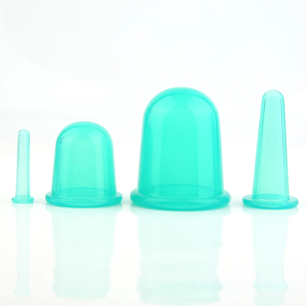 

Brand New 1 Set/4 Pcs Health Care Body Anti Cellulite Silicone Vacuum Massage Eye Neck Face Back Massager Cupping Cup 100% Hot