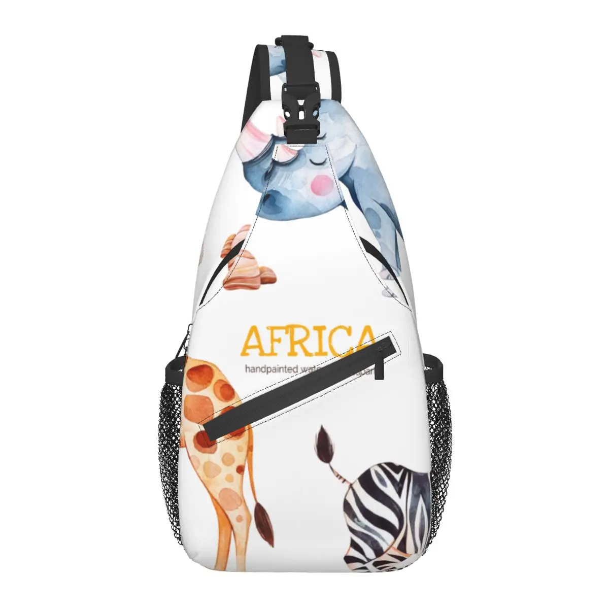 

Men's Sling Pack Chest Shoulder Crossbody Bag Women Watercolor Cute Animals Biker Satchel Handbag Phone Bag