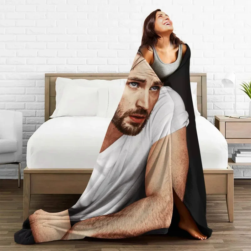 

Chris Evans Fleece All Season Actor Director Portable Lightweight Throw Blankets For Bed Office Bedspread