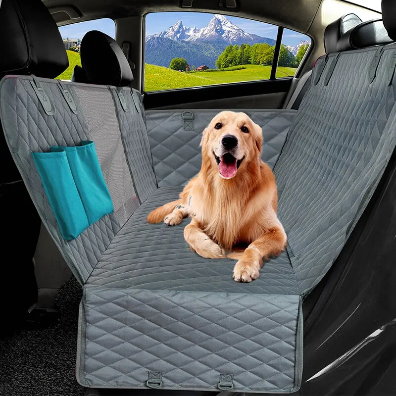   더블 지퍼 자동차 애완 동물 시트 패드, 방수 먼지 방지, 다중 모델에 적합, 단색 자동차 뒷좌석 쿠션, 143 × 153cm 