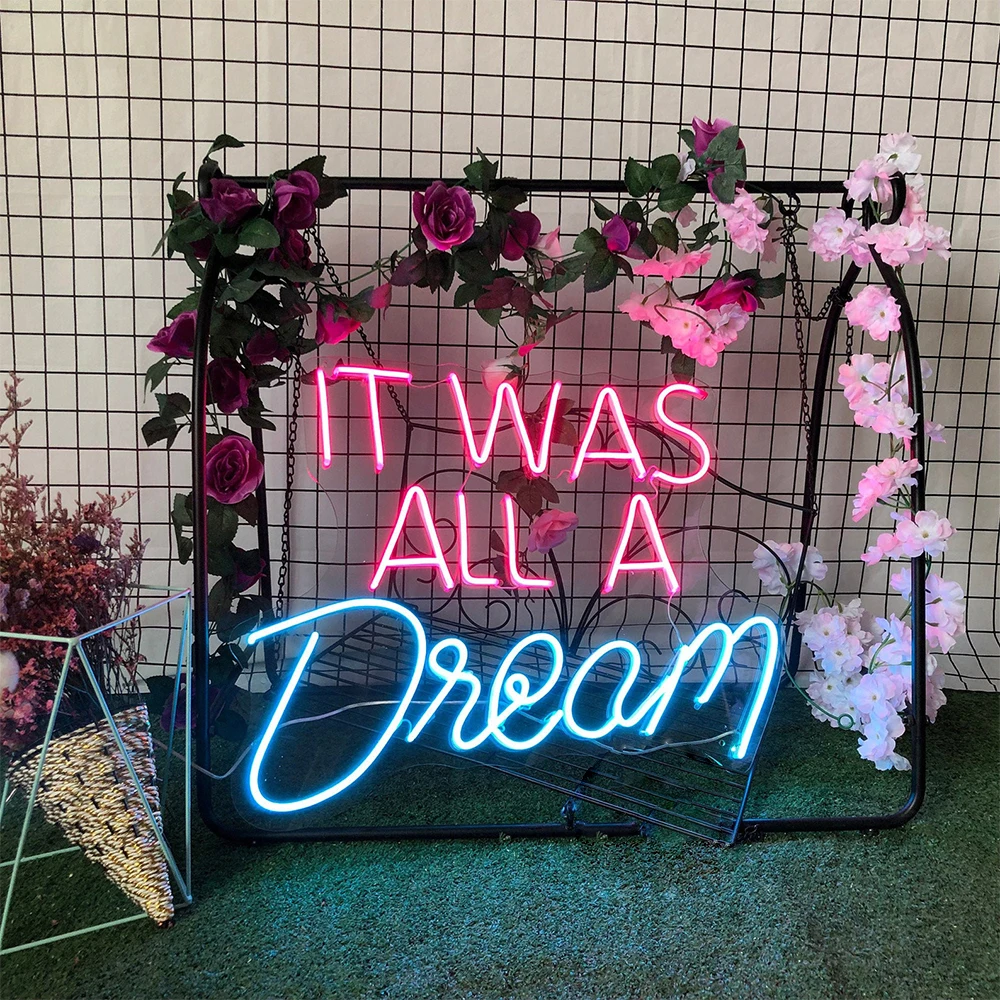 

Custom Neon Sign It Was All A Dream Wedding Birthday Party Bar Bedroom Restaurant Home Wall Decor Ins Art Luminous Led Light