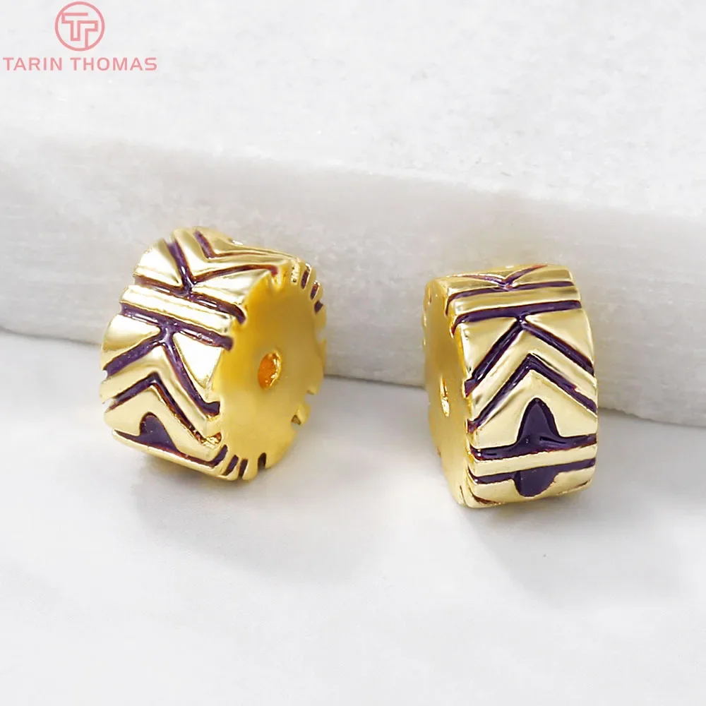 (2896) 4 шт. 6x10 мм 24-каратное золото с покрытием из латуни капающее масло