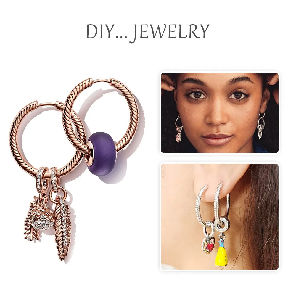 

PA DOR New 925 Sterling Silver Earrings hoop earring silver Classic Geometric Women Earrings Asymmetric Earrings DIY Jewelry