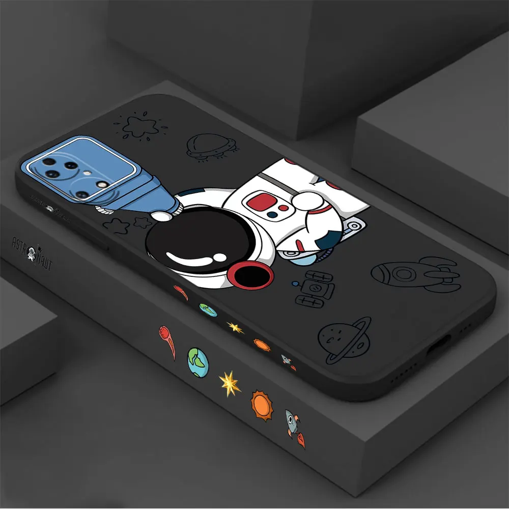 Telescope Astronaut Phone Case For Huawei P60 P50 P40 P30 P20 Mate 50 40 30 20 20X 10 Colour Liquid Silicone Cover Funda Cqoue