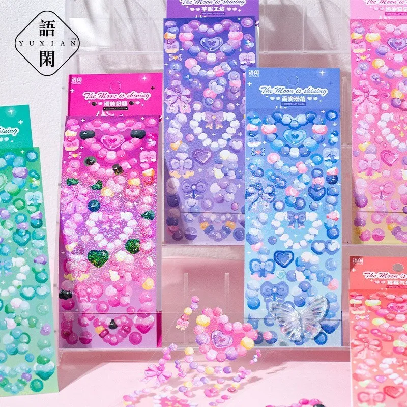 

Новые милые блестящие декоративные наклейки с милыми мультяшными сердечками и пузырьками 2 шт. для скрапбукинга DIY коллажей журналов