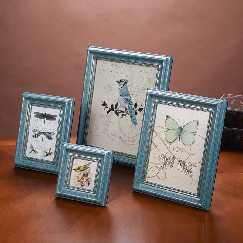 

Wood Antique Picture Frame Light Wireless Butterfly Picture Frames Blue Customized Acrylic Cuadros Para Fotos Houses Decoration