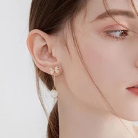 ins new fashion pearl crystal bow pendant earrings for women korea exquisite long earrings luxury jewelry accessories female
