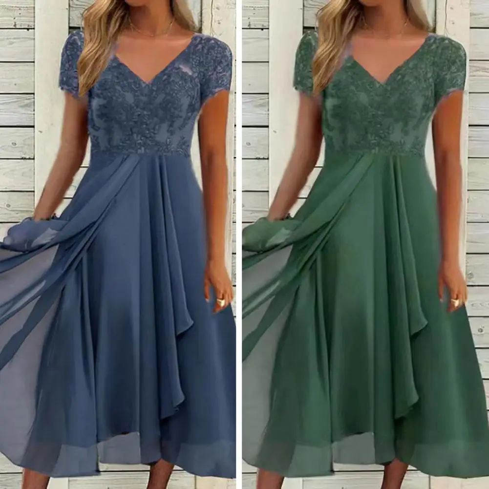 

Fashion Midi Dress Skin-touch High-Waist Mid-Calf Women Dress Dressing Up