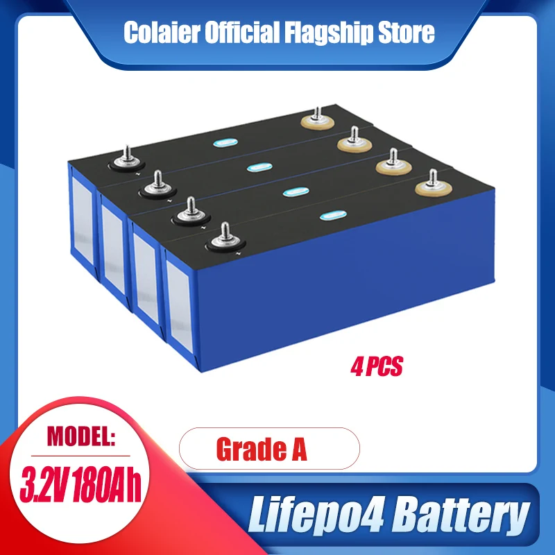 

4PCS Colaier 3.2V 180Ah Lifepo4 Battery 3.2v Lithium Iron Phosphate Grade A Diy 12v 24v Solar Storage Electric Car Golf Cart