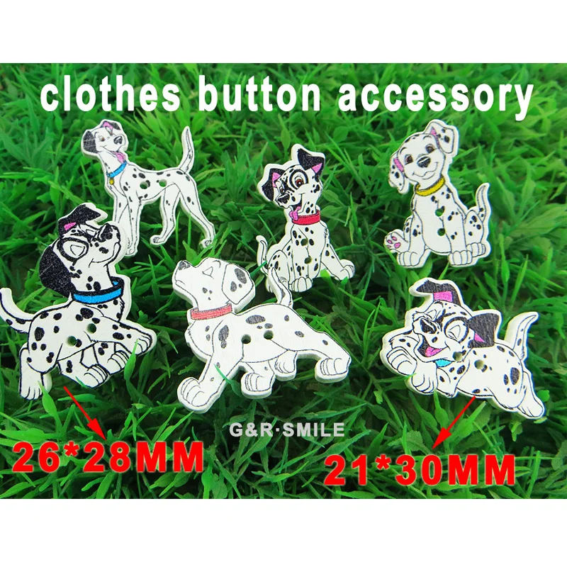 50PCS Love Dog Cartoons Wood Sewing Fits  Button Scrapbook Chairs  Charms WCF-411r